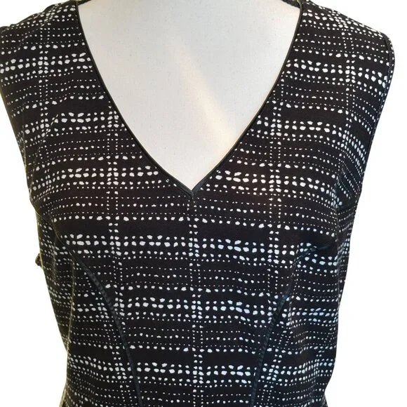 TART Sleeveless Black & White Dot Sheath Dress Sz 1X  V‑Neck Polished OfficeWear - Picture 2 of 14